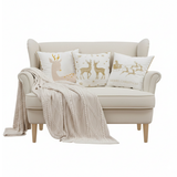 SOGA Christmas Bundle – White Chenille Throw Blanket & Festive Gold Accent Holiday Pillows