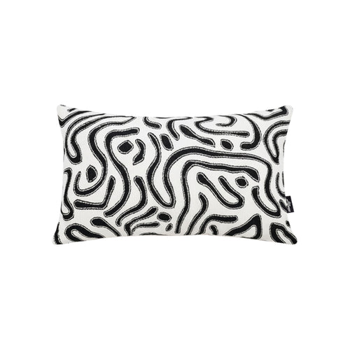 SOGA 30cm Black White Abstract Swirl Pattern Decorative Throw Pillow