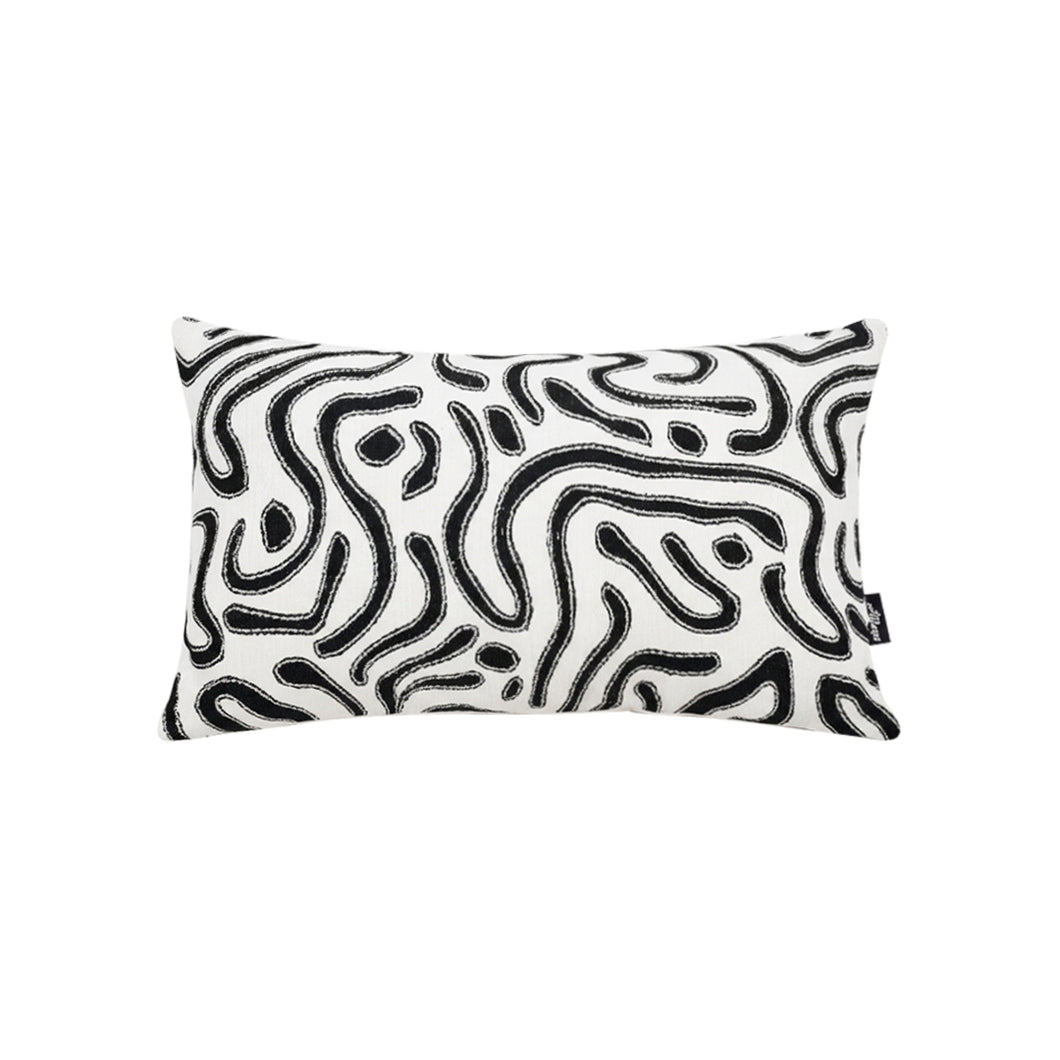 SOGA 30cm Black White Abstract Swirl Pattern Decorative Throw Pillow