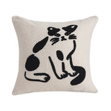 SOGA 45cm Off-White Cat Design Square Throw Pillow