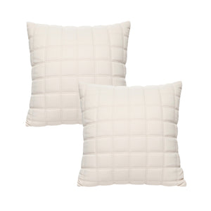 SOGA 2X 50cm Beige Quilted Grid Pattern Decorative Throw Pillow
