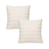 SOGA 2X 50cm Beige Quilted Grid Pattern Decorative Throw Pillow