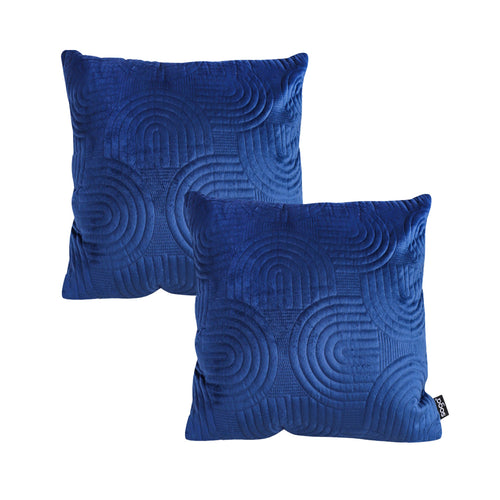 SOGA 2X 50cm Blue Textured Geometric Pattern Decorative Throw Pillow