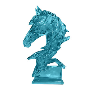 SOGA 37cm Blue Horse Head Resin Sculpture Flowing Mane Design Modern Art for Home Decor
