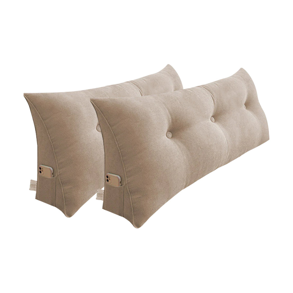 SOGA 2X 100cm Beige Triangular Wedge Bed Pillow Headboard Backrest Bedside Tatami Cushion Home Decor