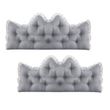 SOGA 2x120cm Crown Pillows Tufted Light Grey Headboard Cushion Set