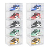 SOGA 2X 5 Tier Transparent Portable Shoe Organiser Sneaker Footwear Folding Plastic Bin Stackable Storage Box with Magnetic Door