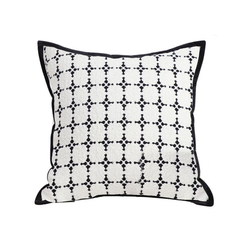 SOGA 50cm Moroccan Black Cross Pattern Black Trim Decorative Throw Pillow
