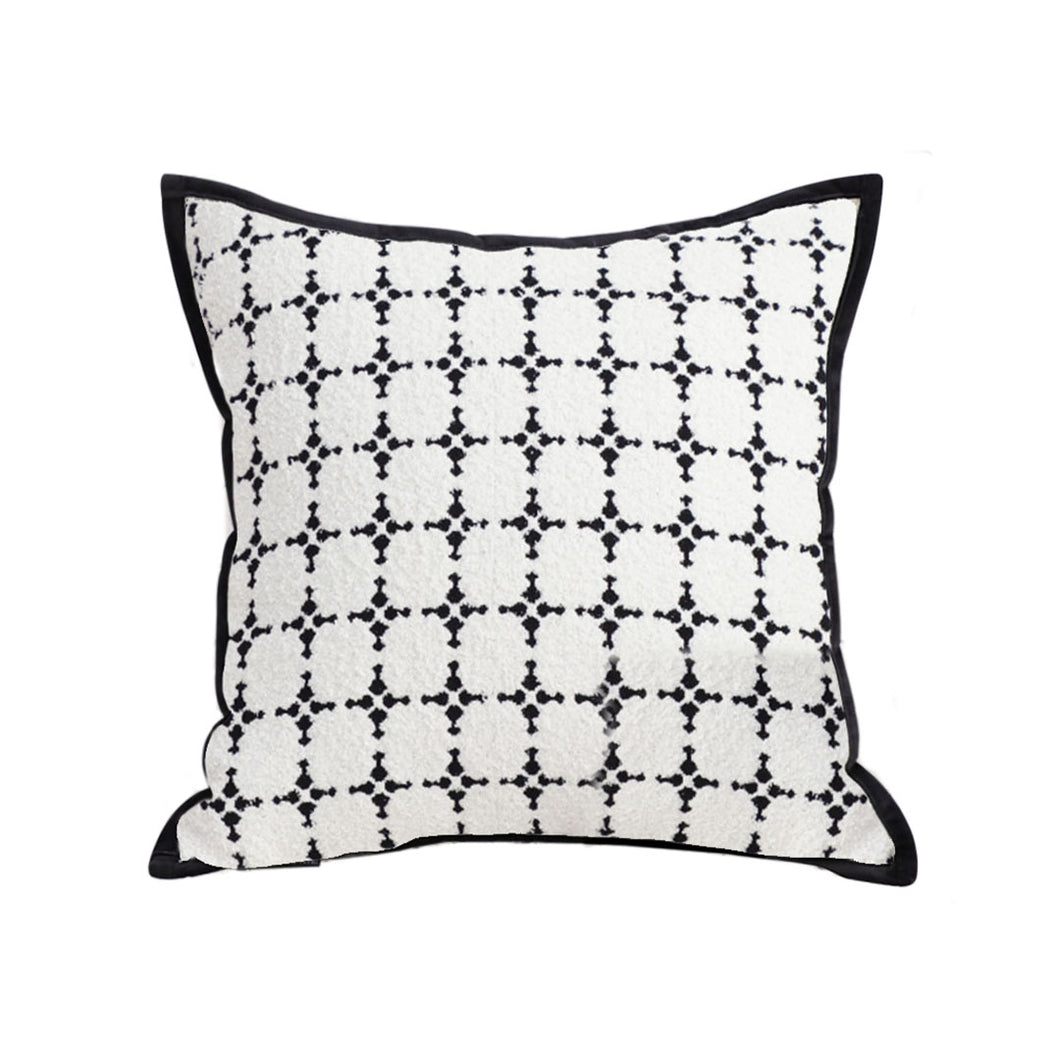 SOGA 50cm Moroccan Black Cross Pattern Black Trim Decorative Throw Pillow