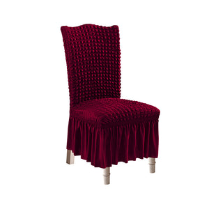 SOGA Burgundy Chair Cover Seat Protector with Ruffle Skirt Stretch Slipcover Wedding Party Home Decor