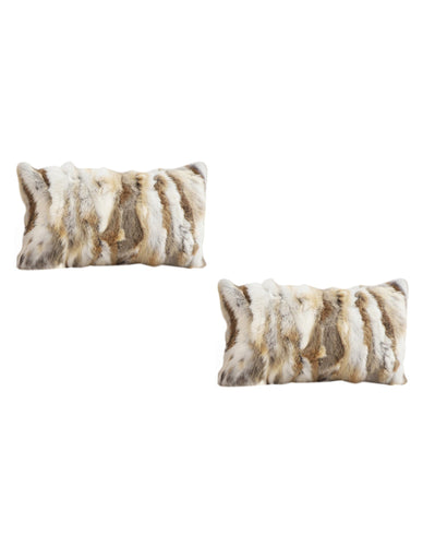 SOGA 2X 30cm Throw Pillow Coffee Rabbit Fur Lumbar Warm Cozy Decorative Cushion Home Decor