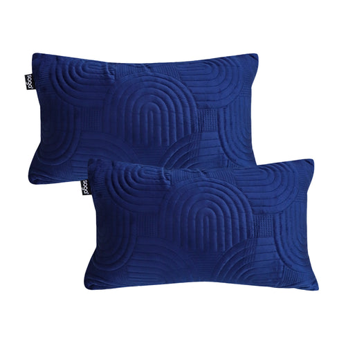 SOGA 2X 30cm Blue Textured Geometric Pattern Decorative Throw Pillow