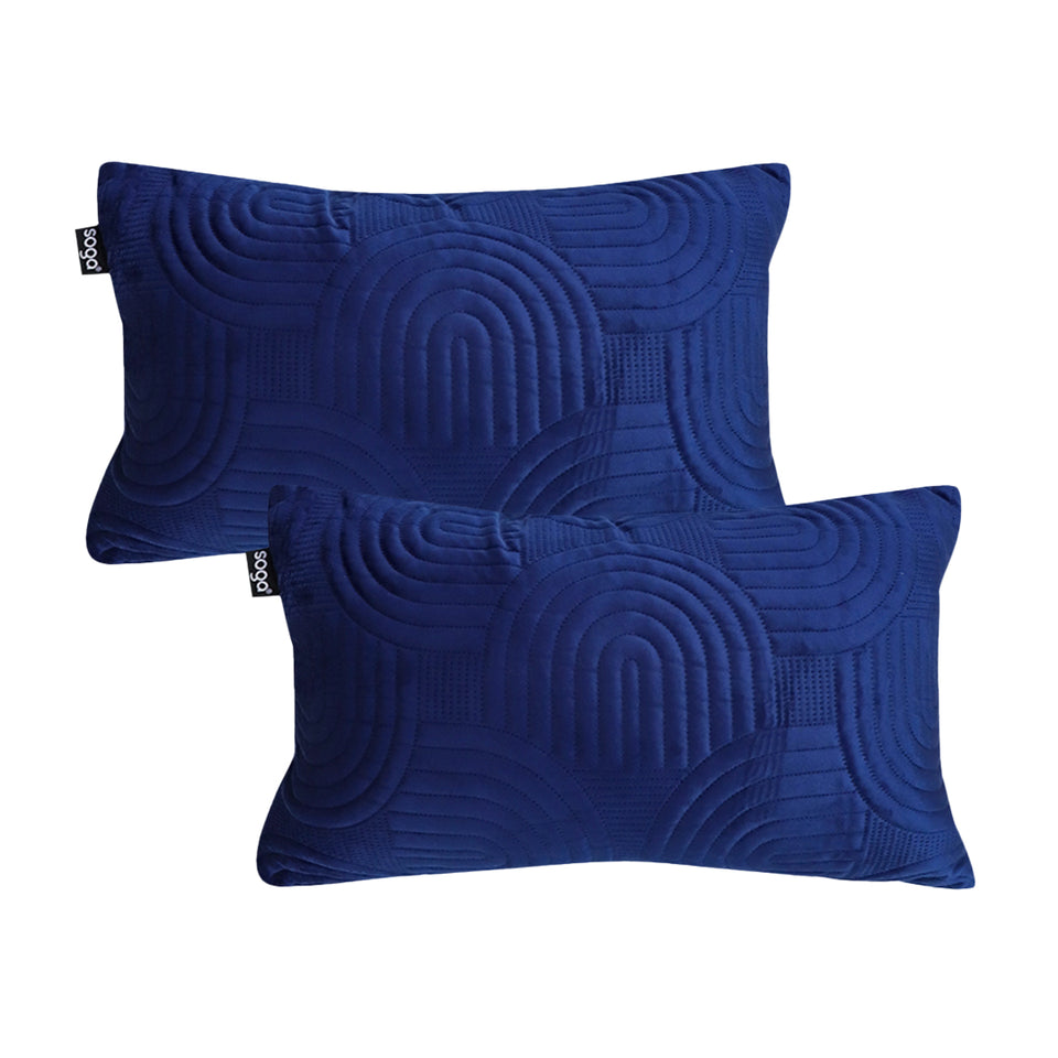 SOGA 2X 30cm Blue Textured Geometric Pattern Decorative Throw Pillow