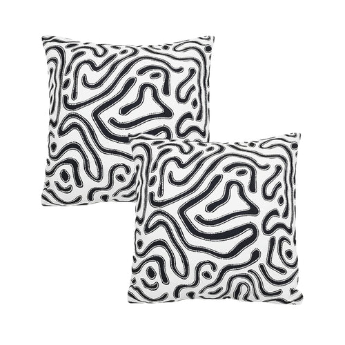 SOGA 2X 50cm Black White Abstract Swirl Pattern Decorative Throw Pillow