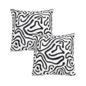 SOGA 2X 50cm Black White Abstract Swirl Pattern Decorative Throw Pillow