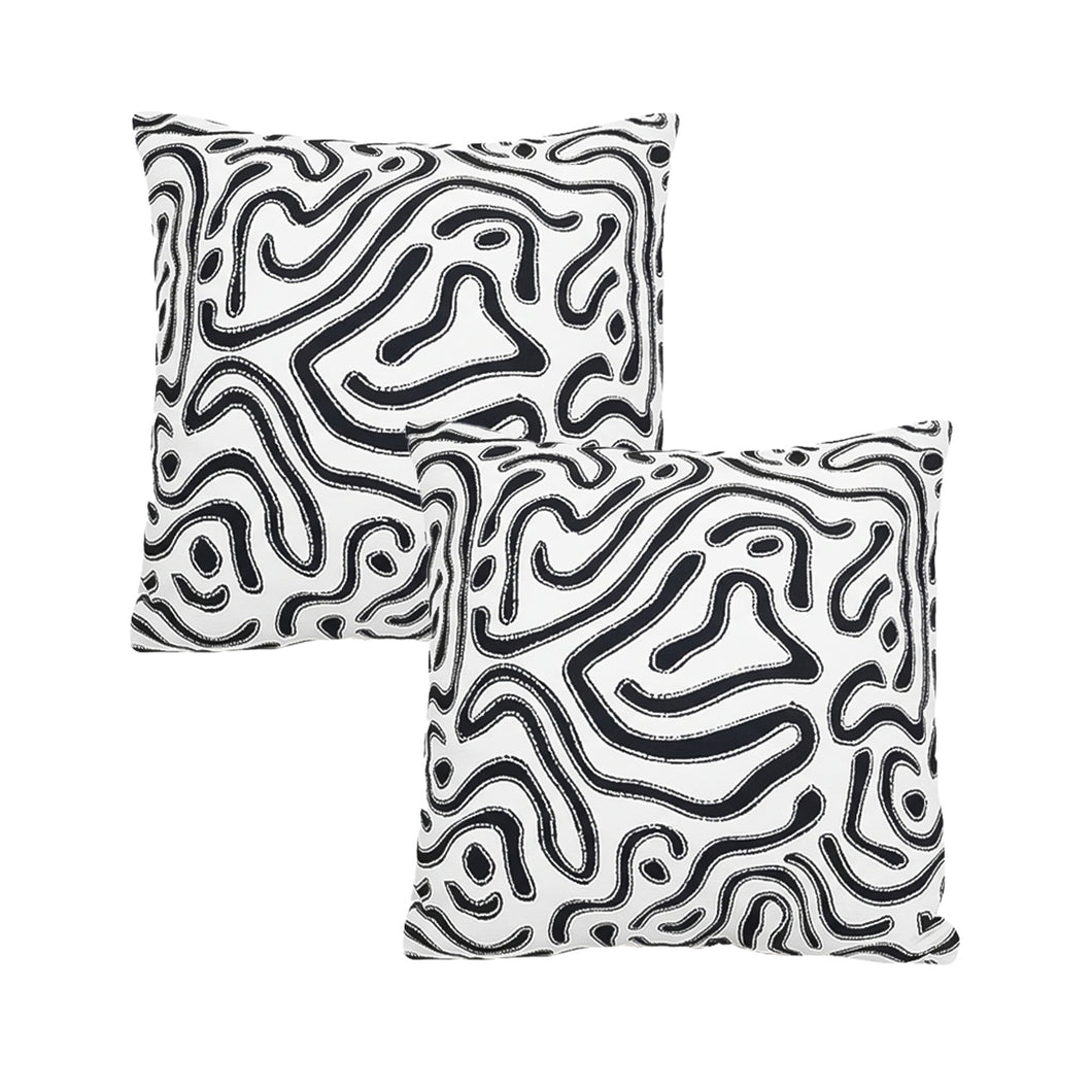 SOGA 2X 50cm Black White Abstract Swirl Pattern Decorative Throw Pillow