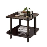 SOGA 70cm Black Stone-Patterned Side Table – Modern Round Design with Black Metal Legs