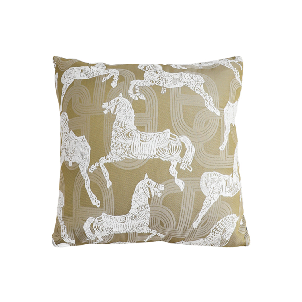 SOGA 50cm Vintage Olive Green White Horse Pattern Throw Pillow