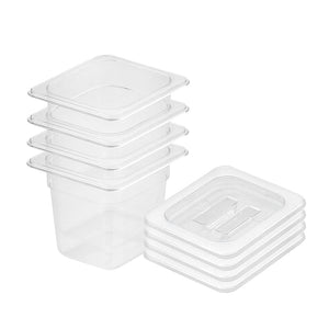 SOGA 150mm Clear Gastronorm GN Pan 1/6 Food Tray Storage Bundle of 4 with Lid