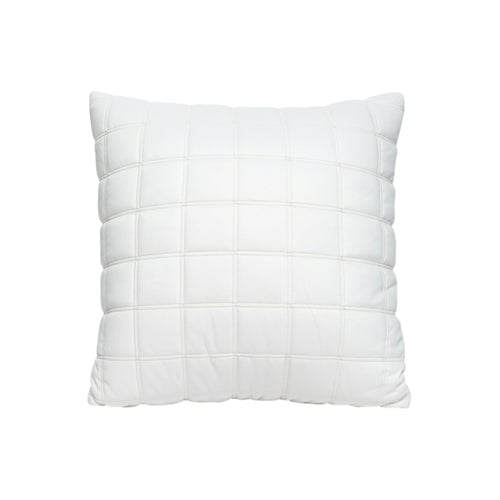 SOGA Quilted Cushion 50cm White Grid Pattern Soft Padded Decorative Throw Pillow
