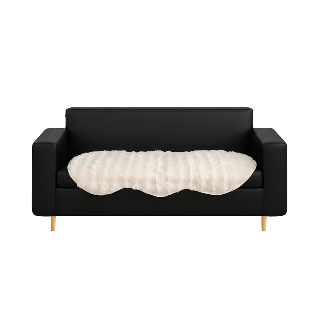 SOGA Three-seater Cream Faux Fur Throw Blanket 90x210cm Polyester