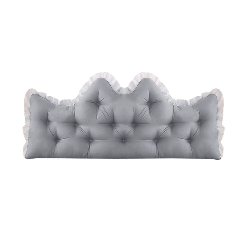 SOGA 120cm Crown Pillow Tufted Light Grey Headboard Cushion for Bed