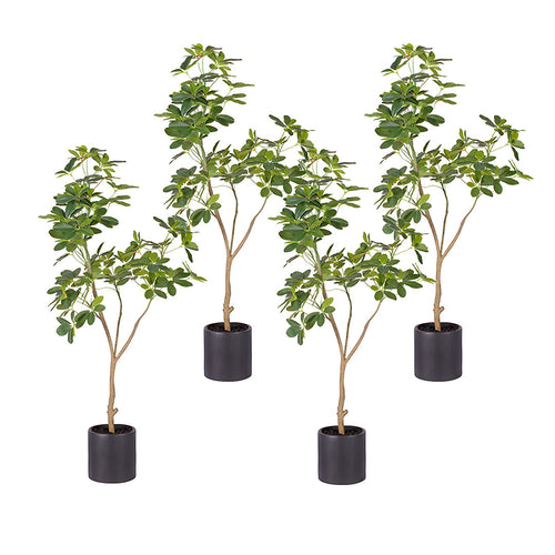 SOGA 4X 120cm Artificial Natural Green Schefflera Dwarf Umbrella Tree Fake Tropical Indoor Plant Home Office Decor
