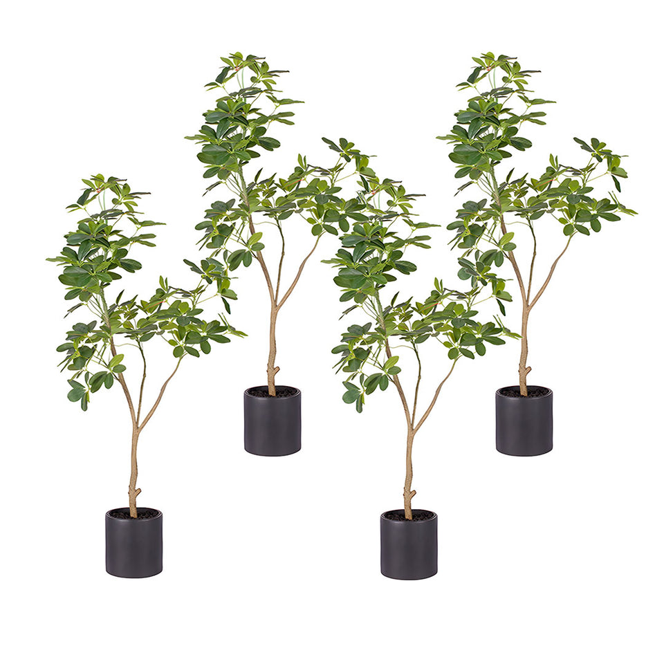 SOGA 4X 120cm Artificial Natural Green Schefflera Dwarf Umbrella Tree Fake Tropical Indoor Plant Home Office Decor