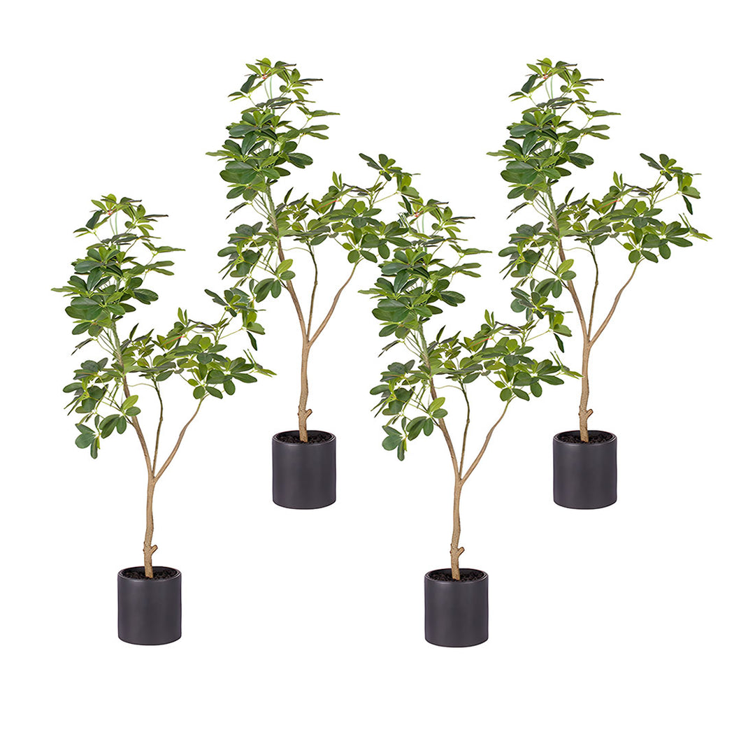 SOGA 4X 120cm Artificial Natural Green Schefflera Dwarf Umbrella Tree Fake Tropical Indoor Plant Home Office Decor