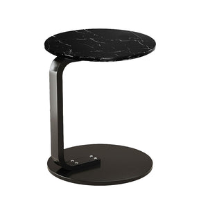 SOGA 50cm Black Marble Mini Side Table Movable Lightweight w/ Black Frame