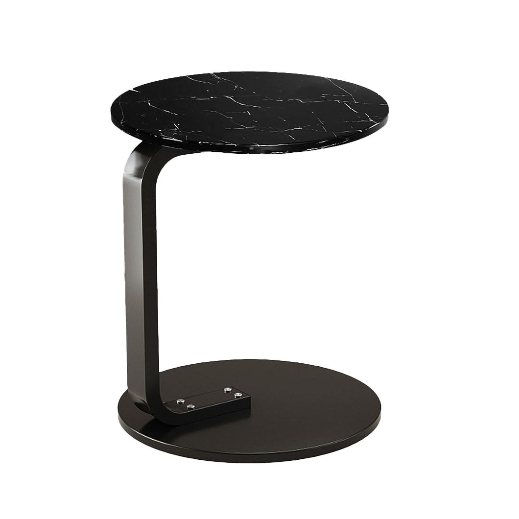 SOGA 50cm Black Marble Mini Side Table Movable Lightweight w/ Black Frame