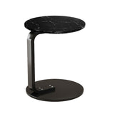 SOGA 50cm Black Marble Mini Side Table Movable Lightweight w/ Black Frame