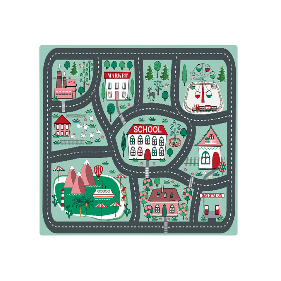 SOGA 2X 120cm Kids Rug Street Map Play Mat Educational Baby Theme Park Area Rugs