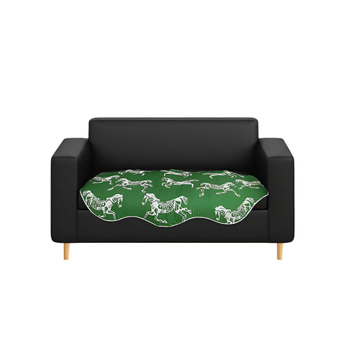 SOGA Two-Seater Green Horse Print 90x180cm Throw Blanket Sofa Cover