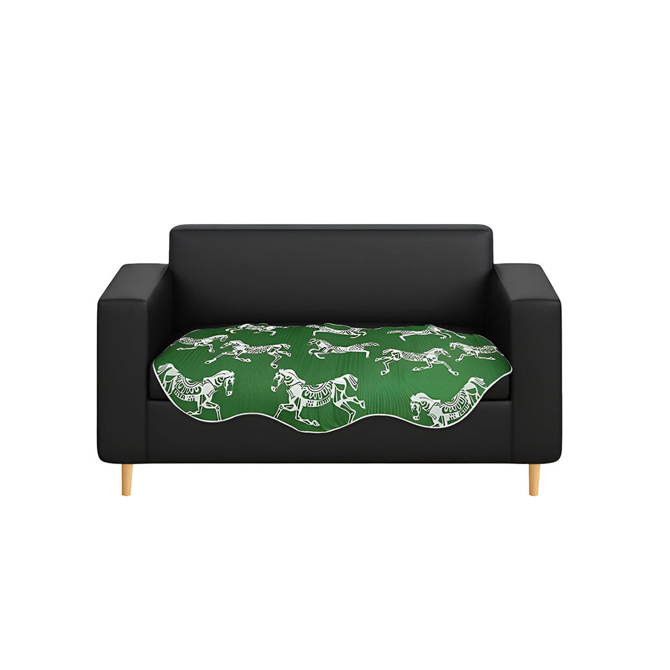 SOGA Two-Seater Green Horse Print 90x180cm Throw Blanket Sofa Cover