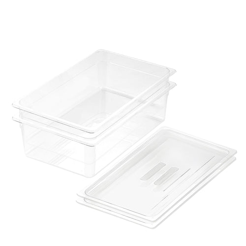 SOGA 2-Pack 150mm Clear Gastronorm GN Pan 1/1 Food Container with Lid