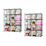 SOGA 2X Black Portable 12-Cube Storage Organiser Foldable DIY Modular Grid Space Saving Shelf