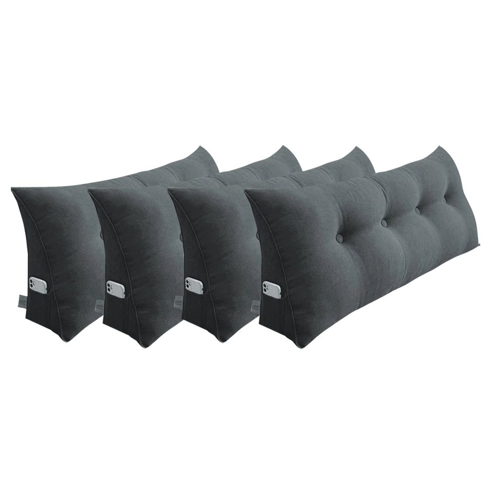 SOGA 4X 120cm Dark Grey Triangular Wedge Bed Pillow Headboard Backrest Bedside Tatami Cushion Home Decor