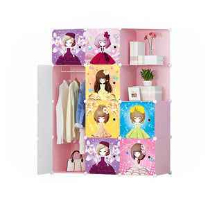 SOGA 10 Cubes Princess Design Portable Wardrobe Divide-Grid Modular Storage Organiser Foldable Closet