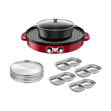 SOGA Kitchenware Bundle – 2-in-1 Electric Hot Pot BBQ Grill with Silver Grilling Plate & Sauce Pan