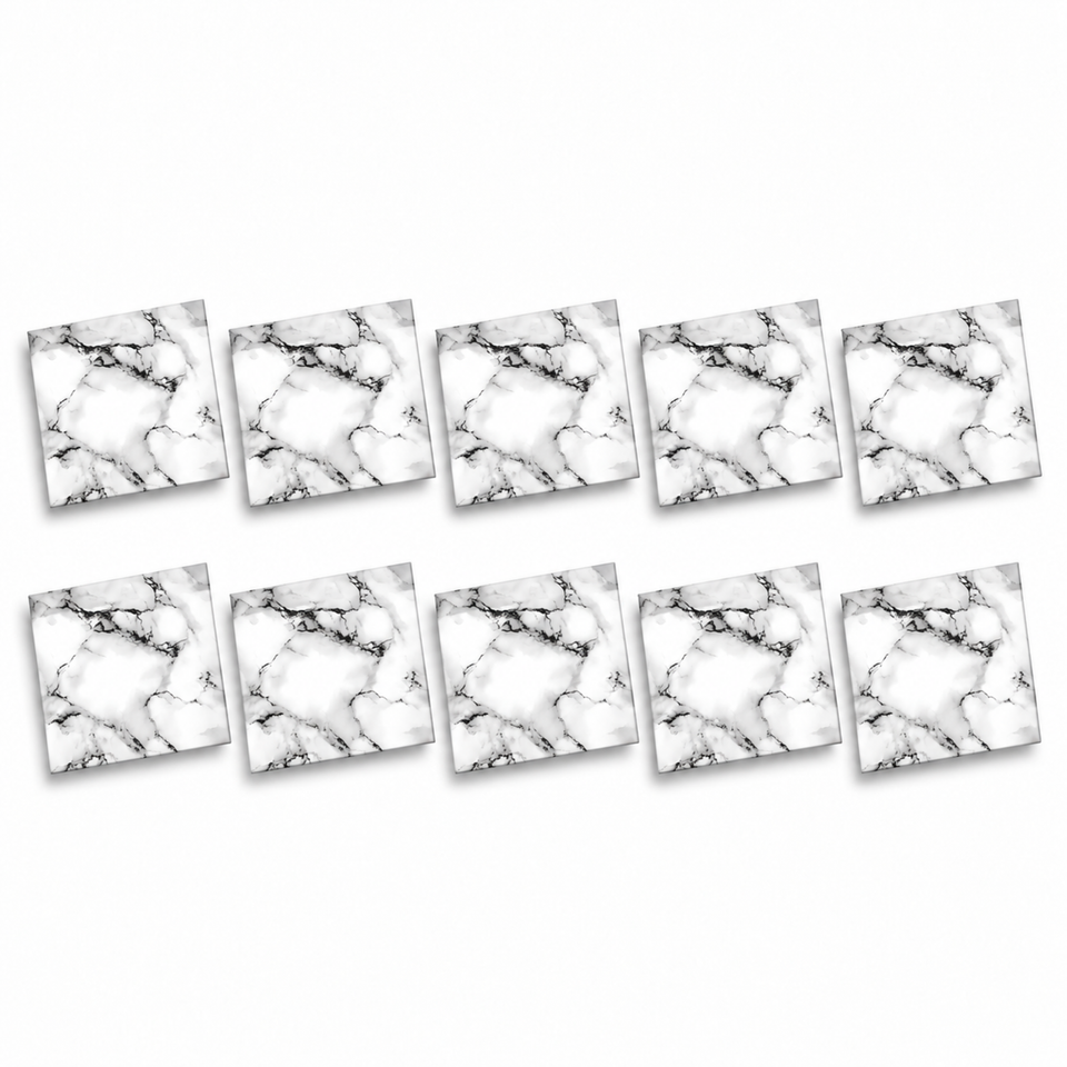 SOGA Peel & Stick Floor and Wall Tiles 60 x 60cm 10 Pack Black White Faux Marble