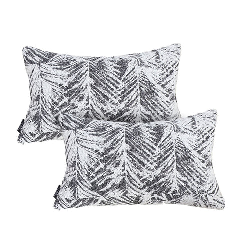 SOGA 2X 35cm Modern Charcoal Palm Leaf Print Contemporary Throw Pillow