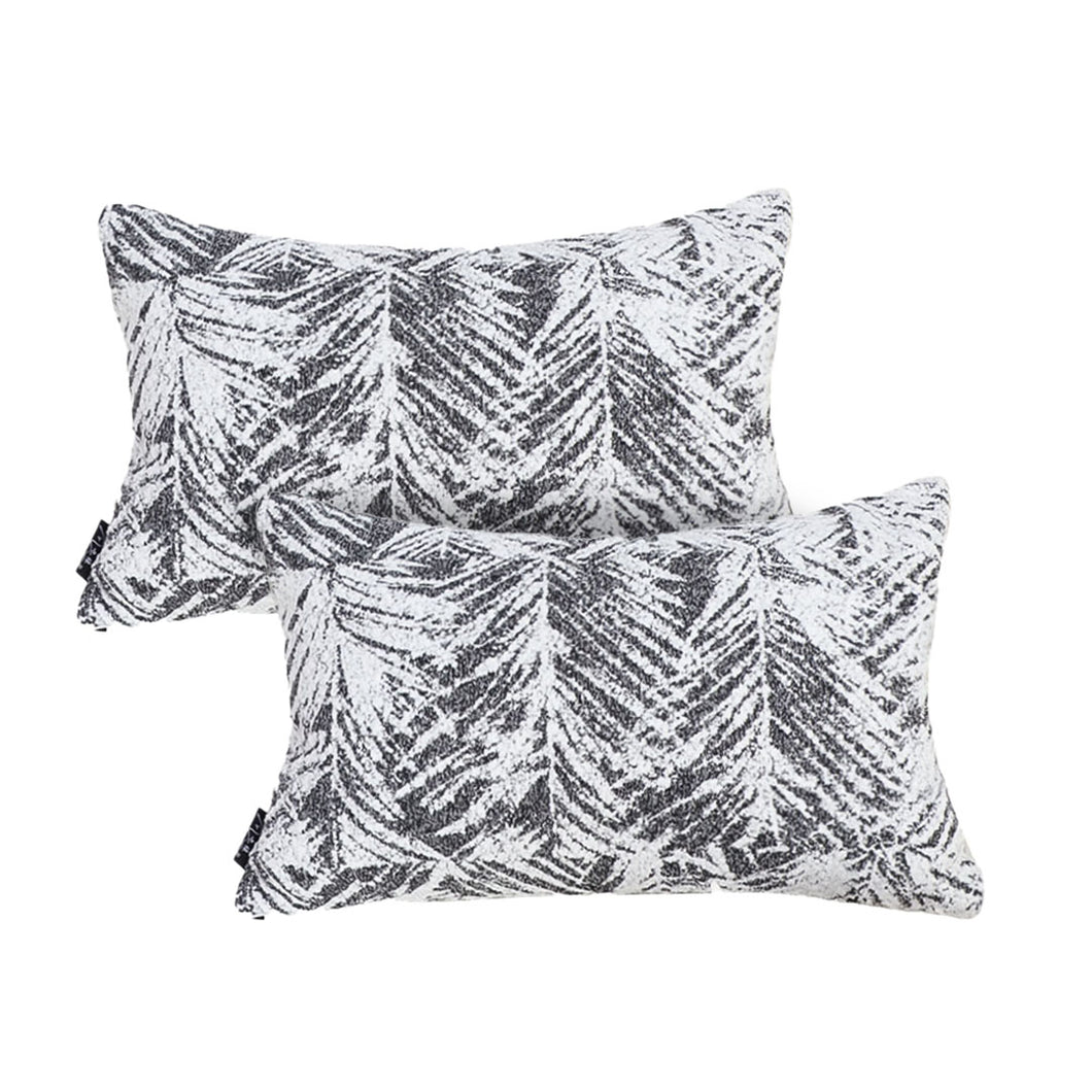 SOGA 2X 35cm Modern Charcoal Palm Leaf Print Contemporary Throw Pillow