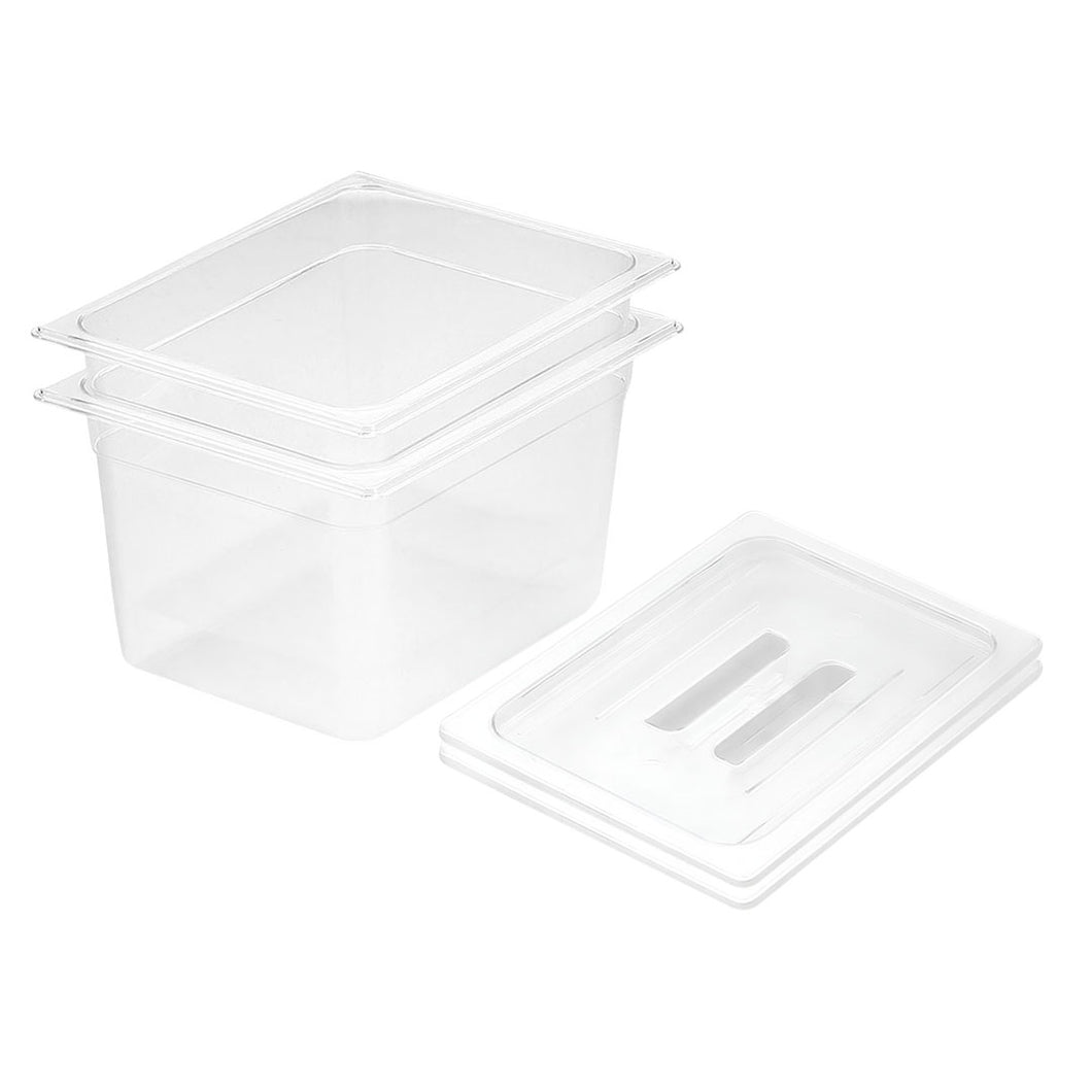 SOGA 200mm Clear Gastronorm GN Pan 1/2 Food Tray Storage Bundle of 2 with Lid