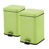 SOGA 2X Foot Pedal Stainless Steel Rubbish Recycling Garbage Waste Trash Bin Square 6L Green