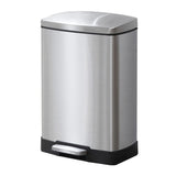 SOGA Foot Pedal Stainless Steel Rubbish Recycling Garbage Waste Trash Bin Rectangular Shape 12L Silver