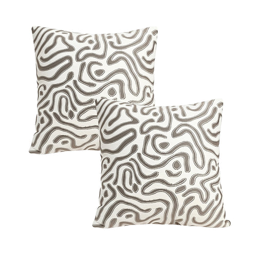 SOGA 2X 50cm Gray White Abstract Swirl Pattern Decorative Throw Pillow
