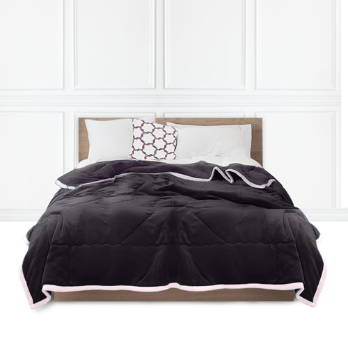 SOGA Dark Grey Throw Blanket Warm Cozy Double Sided Thick Flannel Coverlet Fleece Bed Sofa Comforter