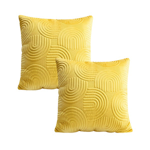 SOGA 2X 50cm Yellow Textured Geometric Pattern Decorative Throw Pillow