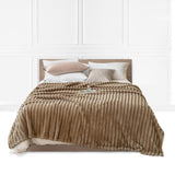 SOGA 150x200cm Warm & Cozy Flannel Polyester Throw Blanket Light Brown